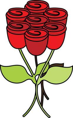 Rose icon with leaf in stroke style.