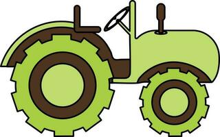 Green color with stroke of tractor icon in illustration. vector