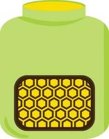 Green color bottle with yellow sticker icon in illustration. vector