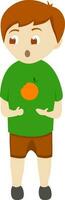 Illustration of little boy with fruit. vector