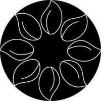 Icon of leaf on circular background with glyph style. vector