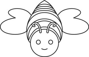 Illustration of cute honey bee with flying style in stroke. vector