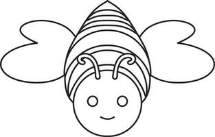 Illustration of cute honey bee with flying style in stroke. vector