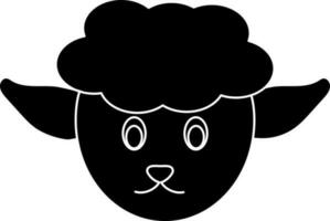 Illustration of sheep face icon for wool concept in black style. vector