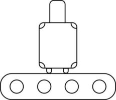 icono de carretilla bolso en transportador cinturón en plano estilo. vector