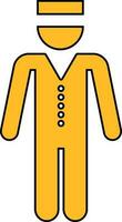 Icon of male bellhop in standing pose. vector