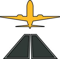 Illustration of airplane takeoff from runway. vector