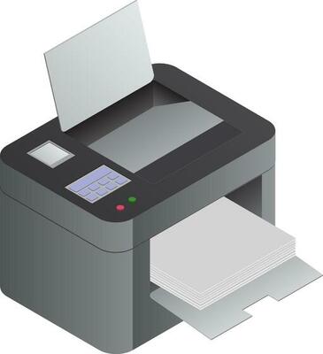 Printer machine in 3d style on white background.