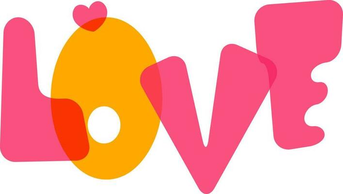 Flat illustration of glossy text Love.