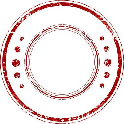 Grungy rubber stamp in red and white colors.