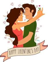 Young embracing couple for Valentine's Day celebration. vector