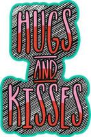 Hugs and Kisses text design. vector