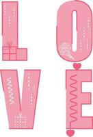 Creative Pink text design Love. vector