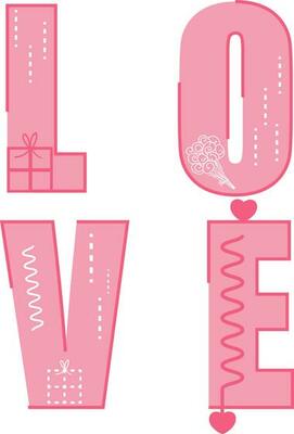 Creative Pink text design Love.
