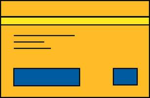 Isolated boardin pass icon in yellow and blue color. vector