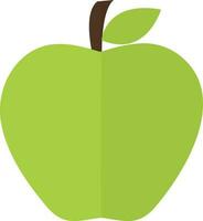 Green apple icon with leaf in half shadow. vector