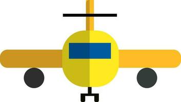 Illustration of airplane in front view with yellow and blue color. vector
