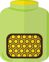 Green color bottle with yellow sticker icon in half shadow. vector
