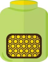 Green color bottle with yellow sticker icon in half shadow. vector