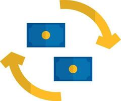 Icon of currency exchange in yellow and blue color. vector