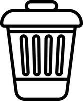 Isolated garbage can icon in line art. vector