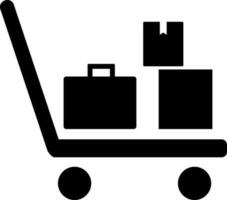 Luggage trolley glyph icon in flat style. vector