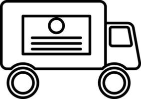 Black line art truck for advertisement. vector