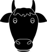 imagen de vaca cabeza en aislado con glifo estilo. vector