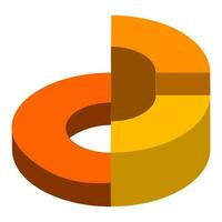 3D illustration of pie chart in orange color. vector