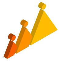 Column triangle bar graph chart in 3d style. vector