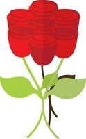 Rose icon with leaf in illustration in half shadow. vector