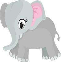 Cartoon character of elephant in flat style. vector