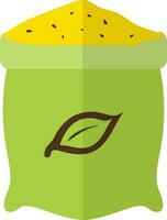 Green color of bag icon for agriculture concept in half shadow. vector