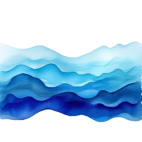 blå vågor vattenfärg textur borsta stroke bakgrund element ai genererad png