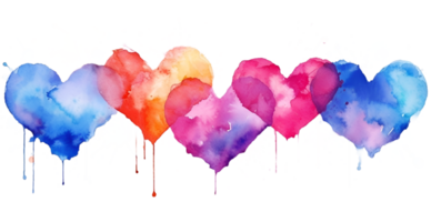 coloré cœurs aquarelle clipart ai généré png