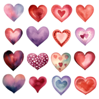 Colorful Hearts Watercolor Clipart png