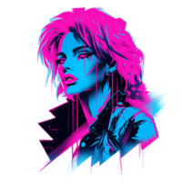 retrowave kvinna 80s ClipArt ai genererad png