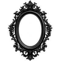 negro oval marco florido realista clipart ai generado png