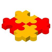 3D illustration of puzzle infographic graph in yellow and red color. vector