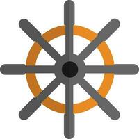 Grey and orange ship steering in flat style. vector