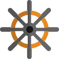 Grey and orange ship steering in flat style. vector