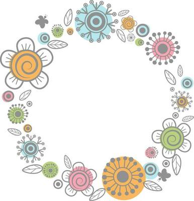 Hand drawn floral elements decorated background.