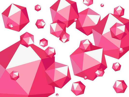 3D pink polygonal abstract elements.