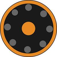 Isolated black and orange tire. vector