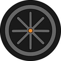 Isolated black wheel in flat style. vector