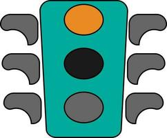 Green traffic light signal in flat style. vector