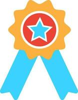 Star decorated badge with ribbon. vector