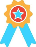 Star decorated badge with ribbon. vector