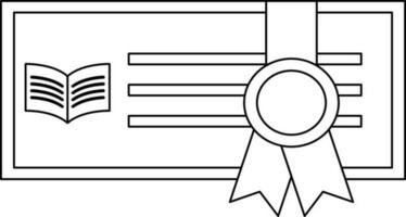 Black line art award certificate with badge. vector