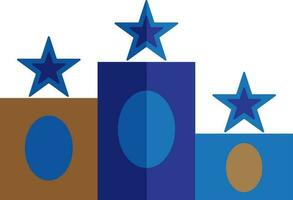 Blue star decorated podium. vector